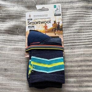 Smartwool Run Socks with Blue and Yellow Accents